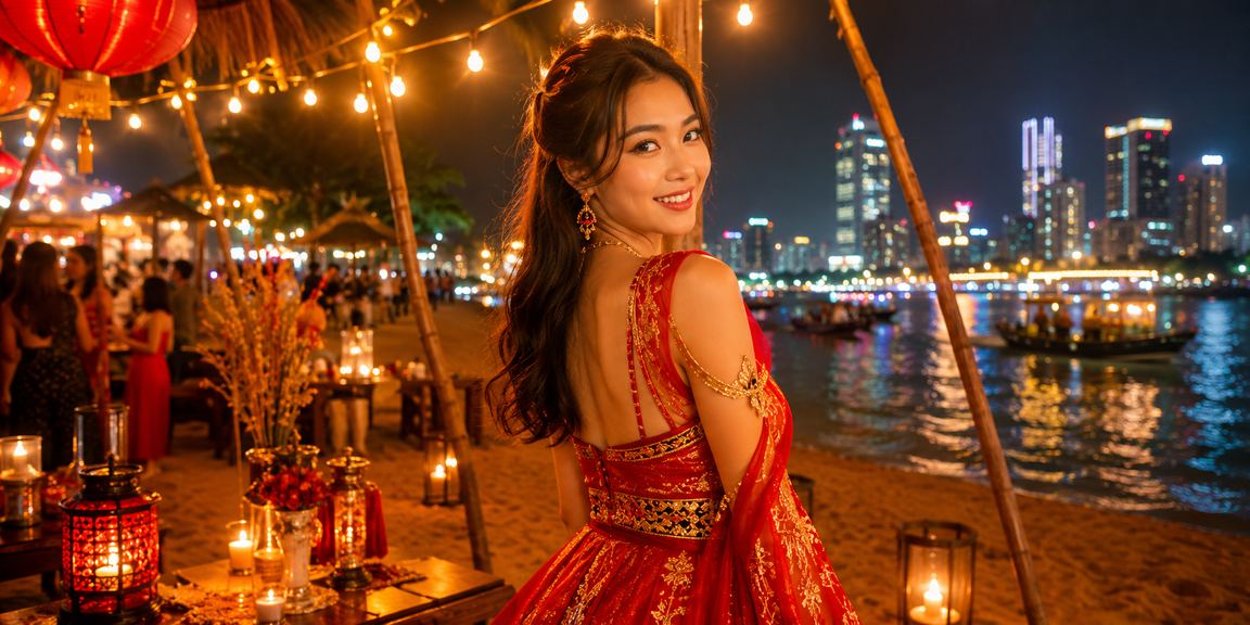 Chợ đêm Sài Gòn với màn hình hiển thị kết quả xổ số và cá cược trực tuyến